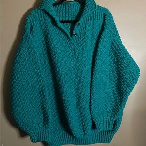 Green moss stitch handknit sweater oversized Xxxl